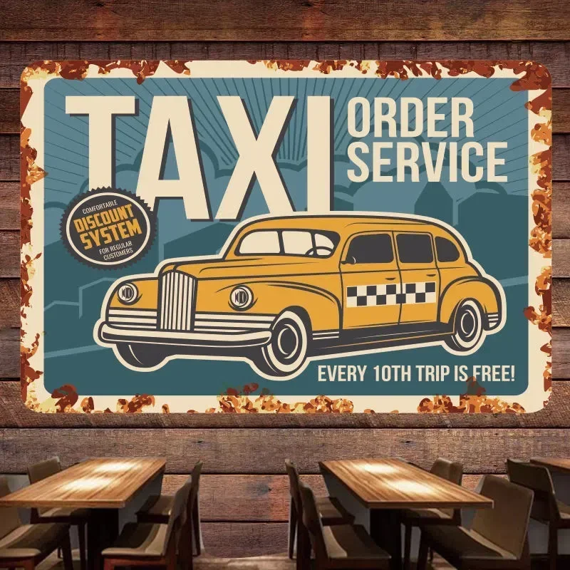 Auto Repair Shop Banners - Affiche Murale Décorative Vintage TAXI ORDER